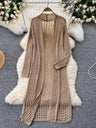 Womens Solid-color Loose-fitting Fashionable Hollow-out Jacket